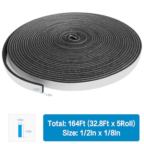 DGSL Foam Insulation Tape, 1/2In x 1/8In x164Ft Weather Stripping Door Seal Strip for Doors and Windows,Sliding Door,Sound Proof Soundproofing Door Seal,Weatherstrip,Air Conditioning Seal Strip - size: 1/2In x 1/8In x164Ft