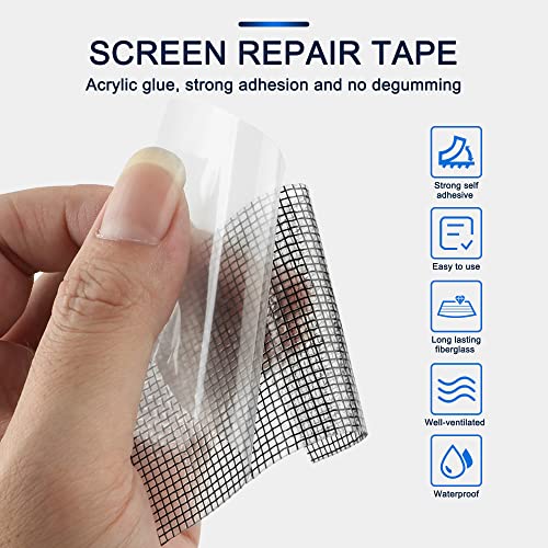 SANKEMU Screen Repair Tape, Extra Wide 16FT, Black, Adhesive & Waterproof, Fiberglass, fix for Screen Door and Window Screen, (4 INCH X 16.5 FT) - size: 4 in X 16.5ft