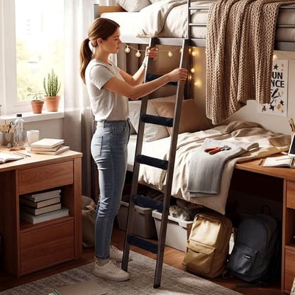 4 Pcs Dorm Bed Ladder Foot Support College Dorm Bed Step Pad with 8 Adjustable Hook & Loop Straps Beds Step Foot Covers Bunk Ladder Pads for College Bunk Loft Steps