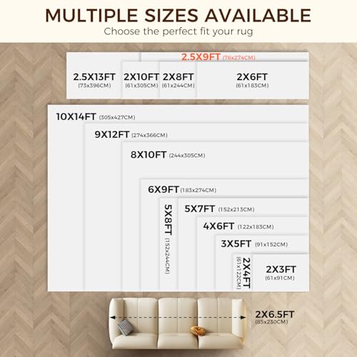 BAGAIL BASICS 2.5 x 9 FT Rug Pad Gripper for Hardwood Floors, Non Slip Rug Pads for Area Rugs, Extra Thick Under Rug Padding, Protect Your Rugs & Floors - size: 2'6" x 9' (Rectangular)