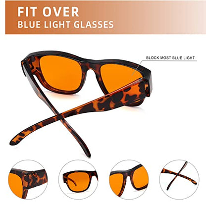Eyekepper Mens Fit Over Blue Light Blocking Glasses Computer Gaming Eyeglasses for Women - color: 1802-tortoise-100% Blue Light Blocking