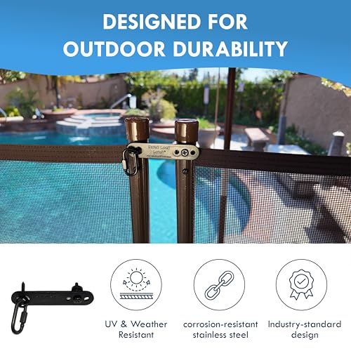 Pool Fence - Quick Lock Latch - Replaces Outdated Hook & Eye Style Latches – Durable Aluminum Pool Fence Lock Connector | DIY Pool Fence Easy Installation & Fits Most Mesh Safety Fences