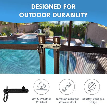 Pool Fence - Quick Lock Latch - Replaces Outdated Hook & Eye Style Latches – Durable Aluminum Pool Fence Lock Connector | DIY Pool Fence Easy Installation & Fits Most Mesh Safety Fences
