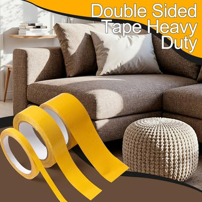 2 Roll Double Sided Tape Heavy Duty, 0.39in x 33FT(10m) Super Sticky Clear Tape High Tack Strong Wall Adhesive with Fiberglass Mesh Clear Tape, Fixed Carpet, Wall Decor Easy Use Mounting Tape - size: 0.39in x 33FT