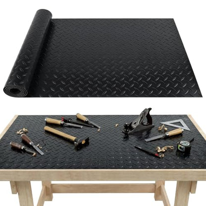U0U 48" x17.3" Workbench Mat,Black PVC Waterproof Work Bench Pad,1.5mm Thick DIY Worktable Mat Workbench Cover for Protects Work Bench Tabletop (Black, 47.2" x17.3")