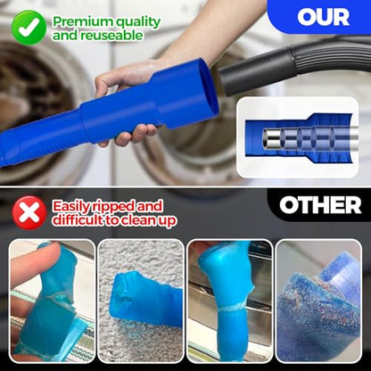 Holikme 2 Pieces Dryer Vent Cleaner Kit, Dryer Lint Vacuum Attachment and Flexible Dryer Lint Brush, Dryer Vent Vacuum Hose Attachment,Dark Blue - color: Dark Blue