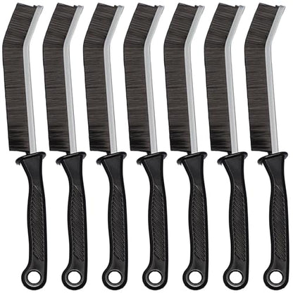 7 Pcs Hard Bristle Crevice Cleaning Brush Set - for Grout, Tight Spaces & Gap Cleaning, Deep Reach Narrow Scrubber Tools for Bathroom Tiles, Kitchen Sink, Window Tracks & Car Vents, Home Essentials