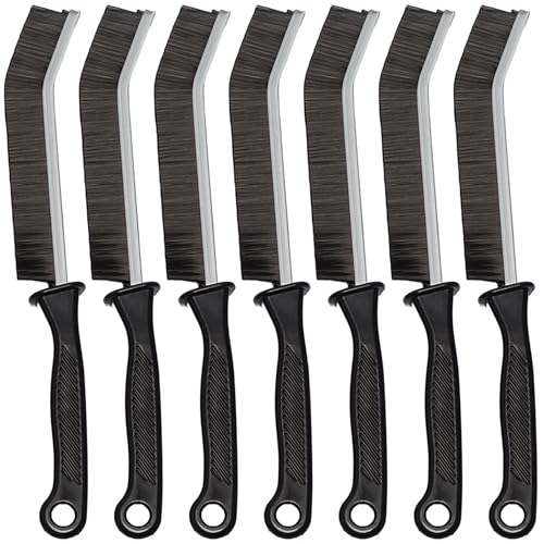 7 Pcs Hard Bristle Crevice Cleaning Brush Set - for Grout, Tight Spaces & Gap Cleaning, Deep Reach Narrow Scrubber Tools for Bathroom Tiles, Kitchen Sink, Window Tracks & Car Vents, Home Essentials