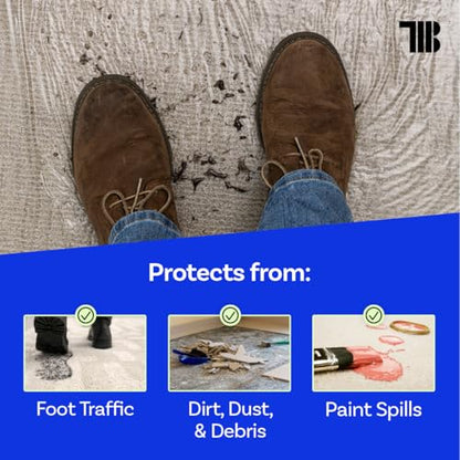 TapeManBlue Carpet Protection Film 36" x 200' roll, Self Adhesive Plastic Carpet Protector Film with Clean Removal & Easy Unwind, Durable Protection Tape to Shield Your Surface from Dirt and Spills - size: 36" x 200' (1 roll)