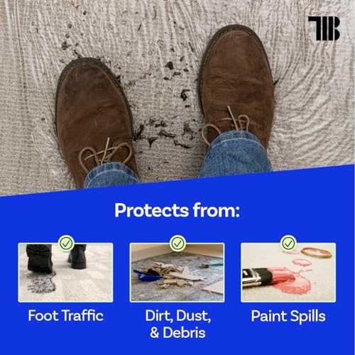 TapeManBlue Carpet Protection Film 36" x 200', 4 Rolls, Self Adhesive Plastic Carpet Protector Film with Clean Removal & Easy Unwind, Durable Protection Tape to Shield Your Surface - size: 36" x 200' (4 rolls)