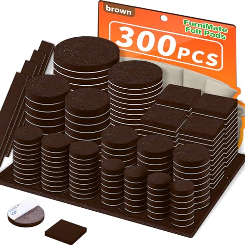 Felt Furniture Pads 300 Pieces, Furniture Pads for Hardwood Floors, Floor Protectors for Furniture Legs, Felt Pads for Furniture Brown - size: 300pcs Brown