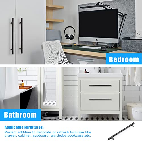 KNOBWELL 6 Pack 8-4/5" Matte Black Cabinet Pulls Stainless Steel Kitchen Cabinet Handles Drawer Pulls - color: Black, size: 8 4/5inch(224mm)
