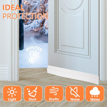 4Pcs Door Draft Stopper, Under Door Sweep Adjustable Weather Stripping Door Seal, Door Bottom Seal Blocker Noise Cold Air Insulation 2" W x 39" L