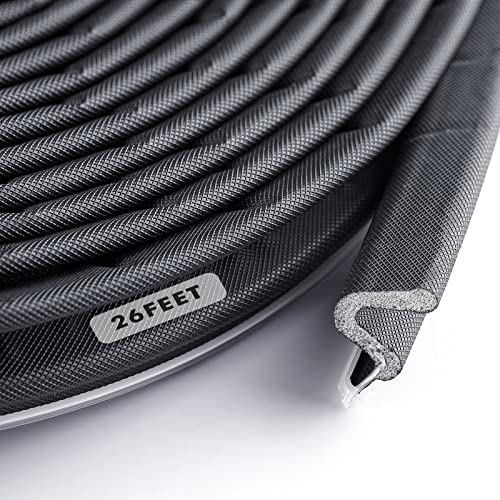 BBTO Weather Stripping Door Seal Exterior Weather Strip for Window V-Shaped Foam Kerf Garage Door Gap Blocker Soundproof Home Improvement Easy to Install(26 Feet,Black) - color: Black, size: 26 Feet