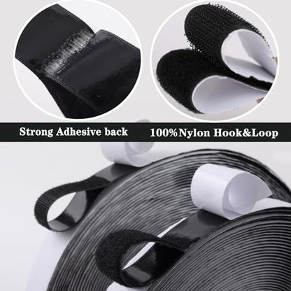 Navona 2 Boxes Heavy Duty Hook and Loop Strips with Adhesive, 60Ft Total x 1 Inch Hook and Loop Tape with Backing for Home, Office, School, and Crafting Projects, Black - color: 1in x 30ft-black-2Boxes