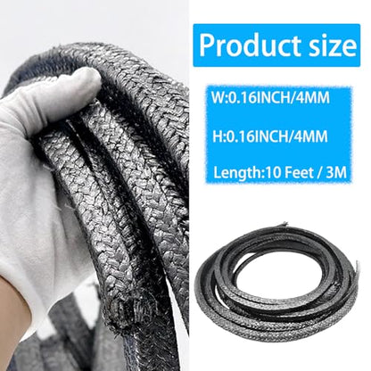 Flexible Graphite Braided Compression Packing ，for Pump Valve or Mechanical Seal 3/16" x 3/16", 10 feet - size: 3/16", 10 feet