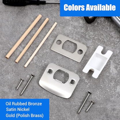 Standard Door Latch Strike Plate, Stainless Steel Door Latch Restorer with Spacer Shim, Universal Restorer Reinforcement Plate Security Lock Strike Replacement Repair Kits for Home Office