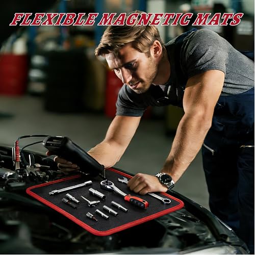 Magnetic Tool Mat, Magnetic Mat for Tools PVC, 3-Piece Flexible Magnetic Mat, Icon Magnets Tool Mat and Tray Holder, Magnetic Tool Holder for Garage, Workshop and Auto Repair Tools - size: 3 Pack