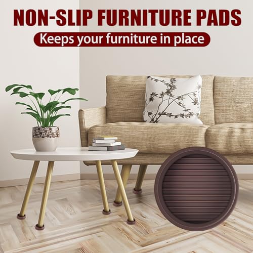 2 x 2 Rubber Caster Cups, Round Non Slip Furniture Pads, Non Skid Furniture Cups, Anti-Slip Gripper Furniture Caster Floor Grip, Anti Skid Leg Coasters Floor Protector for Bed Couch Stoppers(4 Pack) - size: Brown-2x2 inch