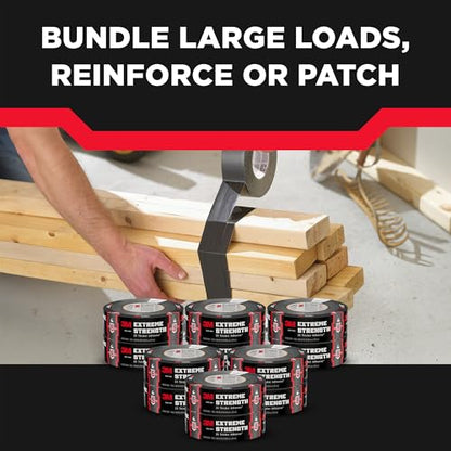 3M Extreme Strength Duct Tape 2830, 1.88 in x 30 yd, Double-Thick Adhesive, Heavy-Duty Waterproof Black Tape, Indoor/Outdoor Use, 12 Rolls - size: 1.88 inches x 30 yards, style: 12 Rolls
