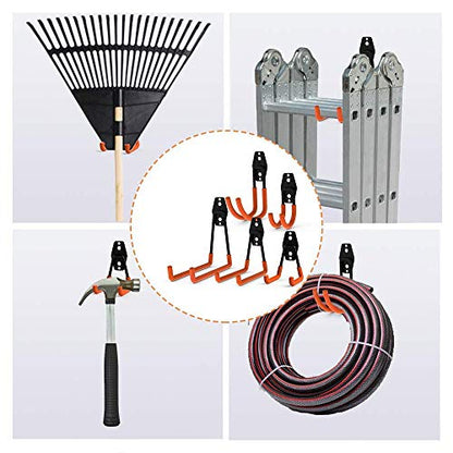 12pack Steel Garage Storage Utility Double Hooks Organizer Heavy Duty Wall Mount Tool Holder for Organizing Power Tools Ladders Bulk Items - size: Utility Hooks 12pack