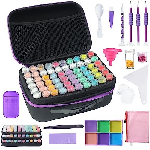 Douorgan Diamond Painting Storage Containers Accessories and Tools Portable Diamond Painting Organizer Shockproof Diamond Art Storage Case Beads Storage Box (60 Jars +120 Mini Jars) - size: Large - 60 Jars + 120 Mini Jars
