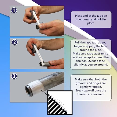 Gasoila PTFE Thread Seal Tape – Professional-Grade, 1/2 Inch x 260 Inch, High-Density Thread Tape for Plumbing, HVAC, Gas Lines, Water Pipes, and Air Compressors – Leak-Proof Seal, Non-Toxic - size: 1/2 Inch x 260 Inch Roll- 1 Pack (High Density)