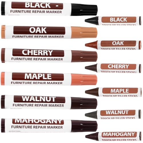 Homoyoyo Wood Scratch Repair Pen Set Furniture Touch-up Markers Kit for Home Supplies Easy to Use Multiple Colors