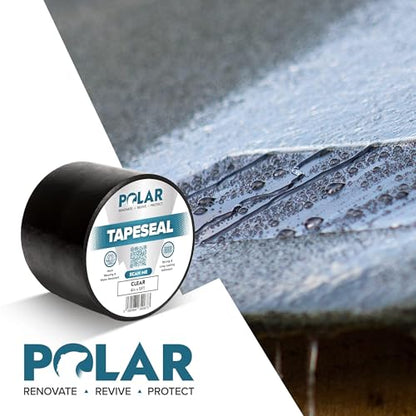 Polar Black Waterproof Tape Seal - 4" x 5ft | Rubberized Waterproof Tape for Leaks & Cracks on Roofs, PVC Pipes, Drainpipes, Plumbing & Gutters | Indoor & Outdoor Sealant Tape for Lasting Protection
