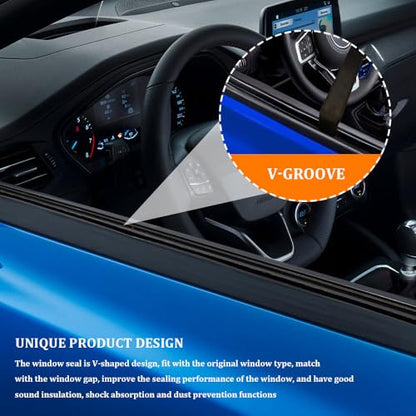 13Ft Car Door Rubber Seal Strip, Window Seal, Self Adhesive Window Trim Molding with Installation Tool, Automotive V-Shaped Rain & Dustproof Window Sealing Strip Universal for Most Cars