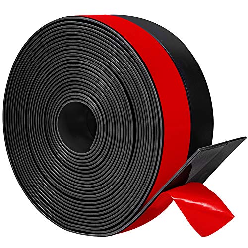 TORRAMI Wide Silicone Weather Stripping 3 inch Width 20 Feet Length, Draft Stopper Seal for Barn and Garage Door Under Bottom,Top, Sides, Black - color: Black, size: 3inch