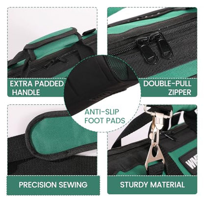 18-Inch Heavy Duty Tool Bag, 24-Pocket Empty Tool Bag Organizer,1680D Oxford Portable Tool Bags for Men,Soft Handle Large Zipper Toolbag for HVAC Craftsmen Contractors Carpenter