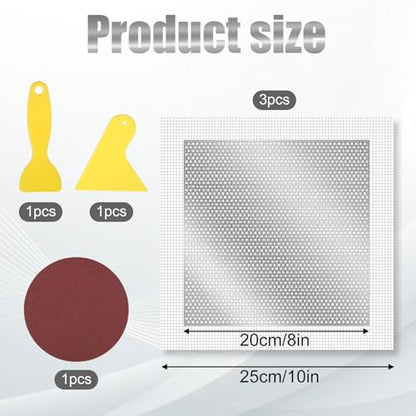 8 × 8 inch Drywall Repair Patch, 3 Pack Drywall Repair Kit Large Hole Patch-Repair for Drywalls Heavy Duty Self-Adhesive Mesh Drywalls Patch Kit, Dry Wall Hole Repair-Patch for Drywall-Plaster Wall