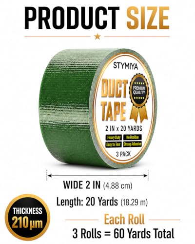 Green Duct Tape Heavy Duty: 3Rolls*2IN*20Yards Wide Waterproof Outdoor Duck Furniture Repair Tape Bulk - Strong Adhesive Weather UV Resistant No-Residue Masking Tapes Patterns Variety - color: Green, size: 3*2in*20yards