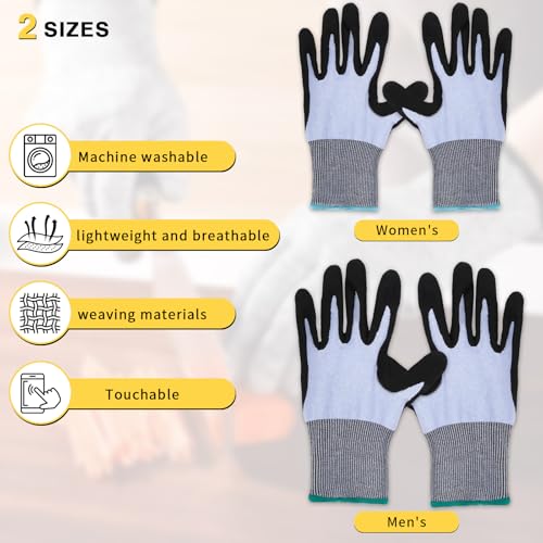 Cut Resistant Gloves, Level 5, Non-Slip Grip, Machine Washable, for Kitchen, Oyster Shucking, Woodworking - color: Black and Grey(female)