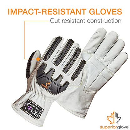Superior Glove Endura Goatskin Leather Work Gloves Arc Flash Cut Resistant Safety Hand Protection - size: Medium, style: Impact/Cut