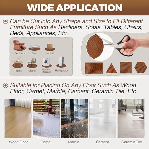 Non Slip Recliner Pad for Hardwood Floors, Round Under Recliner Mat,Anti Slip Furniture Pad to Keep Recliner From Sliding,Recliner Floor Protector,Recliner Slide Stopper to Prevent Chair Sliding Brown - size: Round-brown