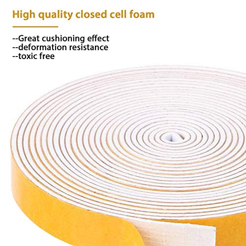 Foam Weather Stripping-2 Rolls,1/2 Inch Wide X 1/16 Inch Thick Total 26 Feet Long, Foam weatherstrip with Adhesive for Door Insulation(13ft x 2 Rolls) - size: 1/2" (W) x 1/16" (T) x 26' (L)
