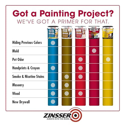 qt Zinsser 276087 White Zinsser, Mold Killing Primer Water-Based Mold Killing Primer - size: 32 Fl Oz (Pack of 1)