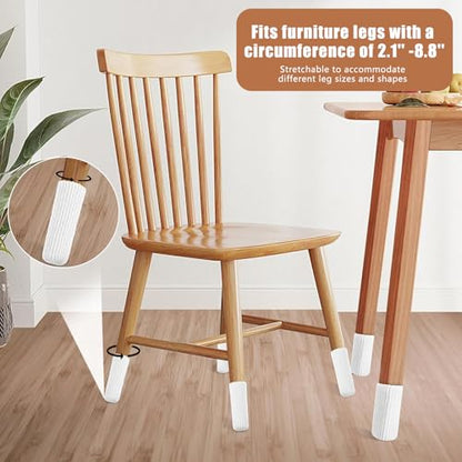 40 PCS White Furniture Leg Socks - Knitted Chair Leg Floor Protectors for Hardwood Floors - Fits Round and Square Legs - High Elastic Bar Stool Chair Leg Covers Furniture Caps Set for All Shapes - size: 40 Pcs White
