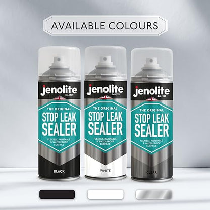 JENOLITE Stop Leak Sealer Spray White 400ml. Waterproof Sealant for Gutters and Flat Roofs. Leak Sealer for Pipe Leaks & Surface Crack, Indoor & Outdoor Repair Spray. Made in Britain - style: White - 400ml (Pack of 1)