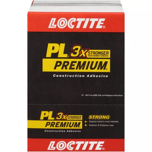 Loctite PL Premium Polyurethane Construction Adhesive, Versatile Construction Glue for Wood, Concrete, Stone, Metal & More- 28 fl oz, Cartridge, 12 Pack - size: 12 Pack, style: 28 fl oz
