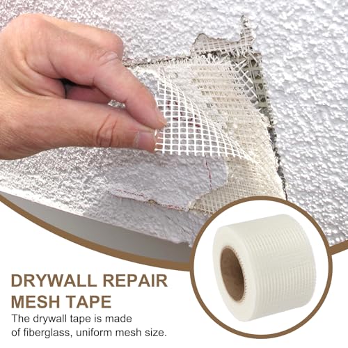 PATIKIL Drywall Repair Mesh Tape, 4 inch x 164 ft Fiberglass Repair Patch Self-Adhesive Dry Wall Joint Tape 6 Mesh Wall Hole Crack and Seam Patch, White - size: 4 inch x 164 Feet