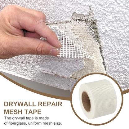 PATIKIL Drywall Repair Mesh Tape, 4 inch x 164 ft Fiberglass Repair Patch Self-Adhesive Dry Wall Joint Tape 6 Mesh Wall Hole Crack and Seam Patch, White - size: 4 inch x 164 Feet