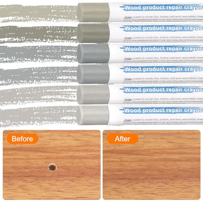 HARFINGTON Wood Filler Sticks 6 Colors Wooden Wax Touch Up Furniture Repair Crayons for Medium Green, Turquoise, Gray, Khaki, Light Khaki, Titanium White - color: Bean Greens Series