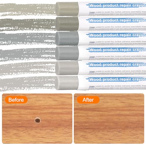 HARFINGTON Wood Filler Sticks 6 Colors Wooden Wax Touch Up Furniture Repair Crayons for Medium Green, Turquoise, Gray, Khaki, Light Khaki, Titanium White - color: Bean Greens Series