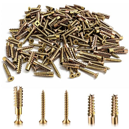 Moxweyeni 100 Pack 6x32mm Heavy Duty Hollow Wall Anchors with Screws Loose Hinge Hole Repair Kits for Hinge Hole Repair and Concrete, Hollow, and Wood Walls