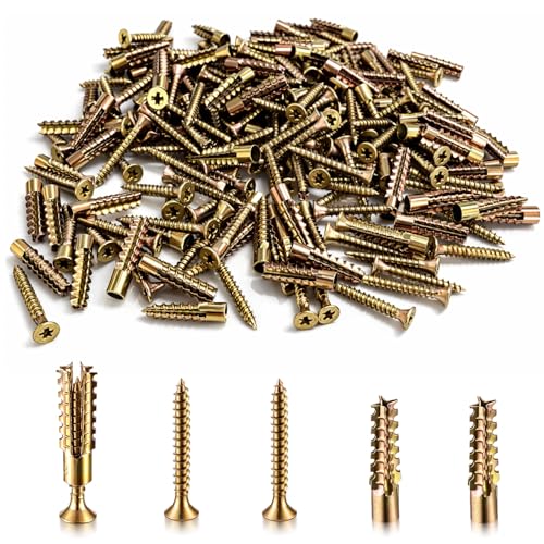 Moxweyeni 100 Pack 6x32mm Heavy Duty Hollow Wall Anchors with Screws Loose Hinge Hole Repair Kits for Hinge Hole Repair and Concrete, Hollow, and Wood Walls