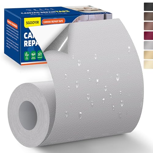 Self-Adhesive Canvas Repair Tape, 4" x 79" Waterproof Canvas Repair Patch, Fabric Patch Repairs Kit for Furniture, Tents, Sunbrellas, Boat Covers Awnings, Couches, Clothes, Bags Light Grey - color: Light Grey, size: 4" x 79"