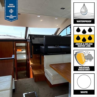 Sikaflex-291 White - Multifunctional Adhesive & sealant for Boats - Marine use - Resists Weathering and Aging - 3 fl. oz. Tube - color: White, size: 3 fl. oz